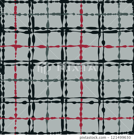 Seamless Tattersole Inspired Grid Pattern with Uneven Line Thickness in Black, Green and Dark Red on Light Green 121499630