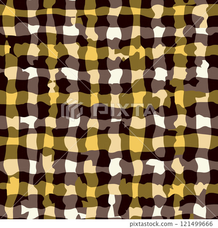 Seamless Lumberjack Plaid Pattern with Water Ripple Effect in White, Yellow, and Dark Brown Seamless Lumberjack Plaid Pattern with Water Ripple Effect in White, Yellow, and Dark Brown 121499666