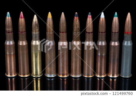 7.62x54R Mosin-Nagant cartridges on black 121499760