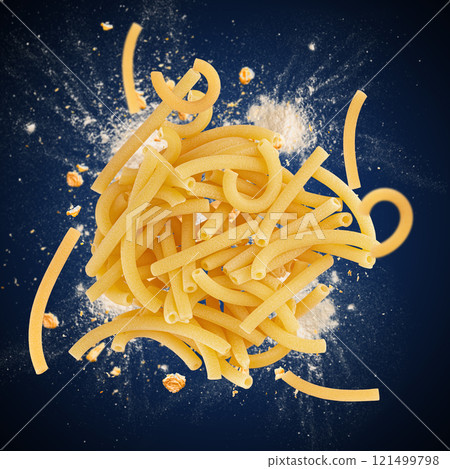 Raw maccheroni lisci pasta 121499798