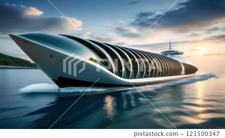 A large boat with a lot of windows and a lot of space A large boat with a lot of windows and a lot of space 121500347