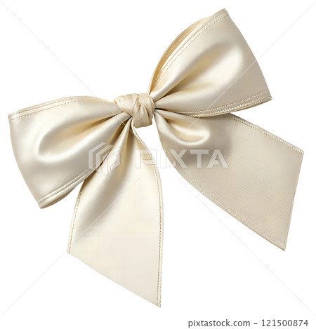 Ivory atlas ribbon bow isolated on the transparent background. Festive decoration element Ivory atlas ribbon bow isolated on the transparent background. Festive decoration element 121500874