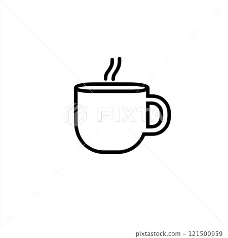 Simple outline icon of a hot drink on a white background.  121500959