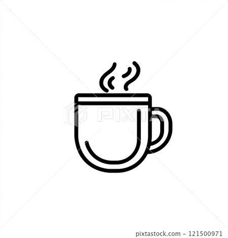 Simple outline icon of a hot drink on a white background.  121500971