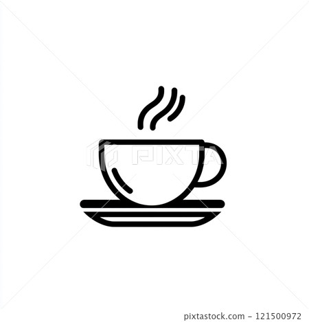 Simple outline icon of a hot drink on a white background.  121500972