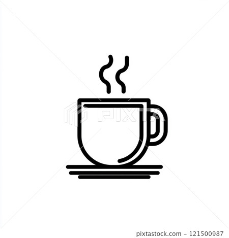 Simple outline icon of a hot drink on a white background.  121500987