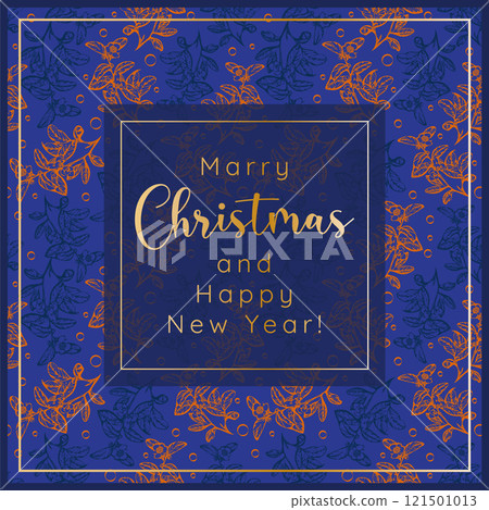 Season's Greeting card holidays template. Winter holidays greeting card with decorative Christmas pattern 121501013