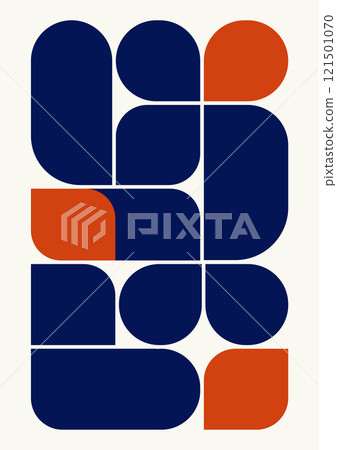 Bauhaus simple aesthetic vector design card. Modernism template made with geometric shapes Bauhaus simple aesthetic vector design card. Modernism template made with geometric shapes 121501070
