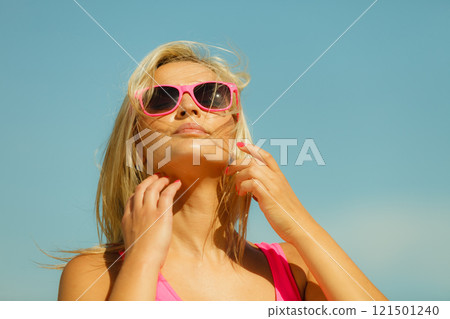 Young girl on beach. Young girl on beach. 121501240
