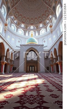 illustration of amazing architecture design of muslim mosque  121501664