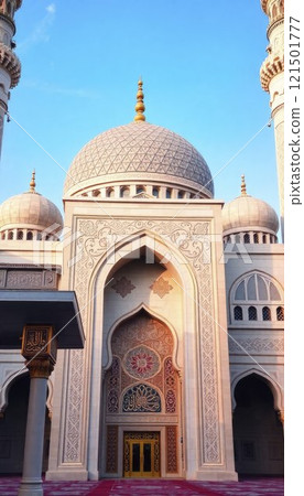 illustration of amazing architecture design of muslim mosque  121501777
