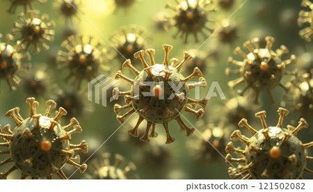 virus bacteri and corona virus 3d rendering 121502082