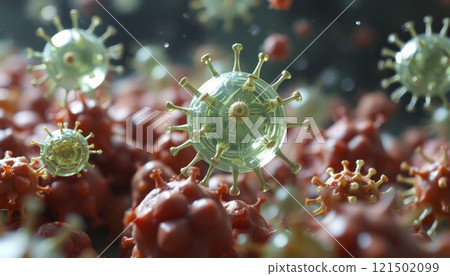 virus bacteri and corona virus 3d rendering 121502099
