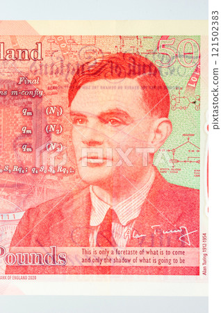 Portrait of Alan Turing on the 50 GBP note. 121502383
