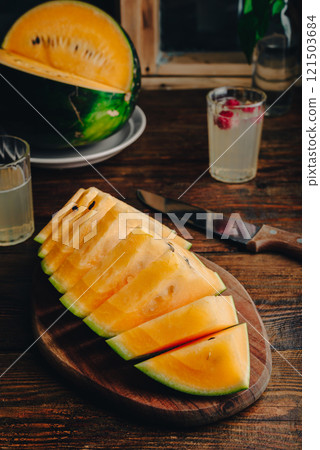 Slices of Yellow Watermelon 121503684