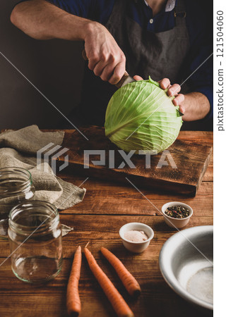 Preparing White Cabbage for Preserving 121504060