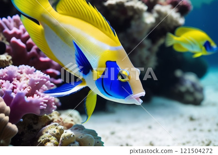 Colorful tropical fish on the background of a coral reef. 121504272