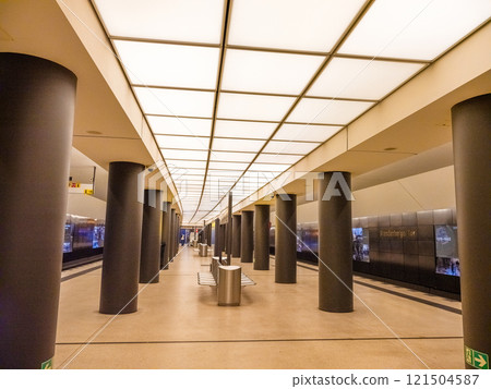 Underground train UBahn at train station in Berlin, Germany 121504587