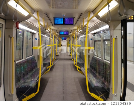Underground train UBahn at train station in Berlin, Germany Underground train UBahn at train station in Berlin, Germany 121504589