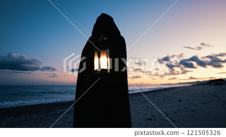 Sea Breeze Guides a Lantern Bearer Searching Sea Breeze Guides a Lantern Bearer Searching 121505326