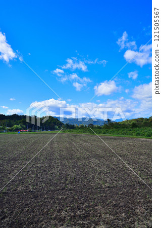 沼田市初秋的薄根川沿岸的田園風光 沼田市初秋的薄根川沿岸的田園風光 121505567