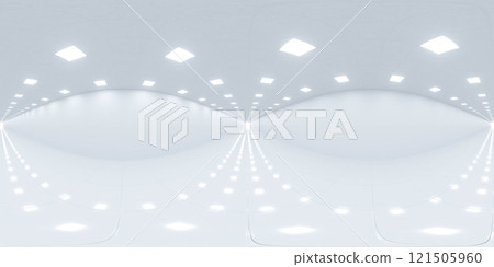 Minimalist White Interior with Bright Lighting 360 vr 3d render panorama 121505960