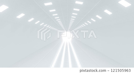 Futuristic Bright Tunnel with Glowing Light 3d render wallpaper background 121505963