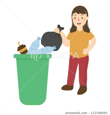 People placing reusable waste into dumpster 121506093