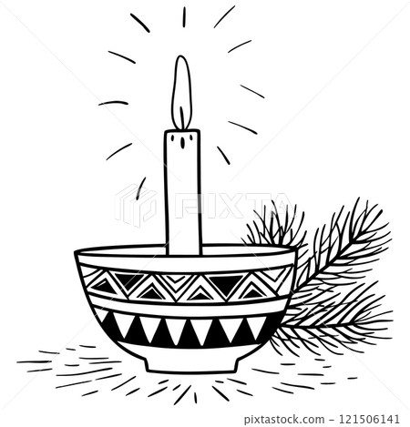 Christmas Candle Hand drawn vector design element 121506141