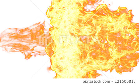 3d illustration. Tongues of flame collide from opposite sides on a white background. 3d illustration. Tongues of flame collide from opposite sides on a white background. 121506815