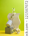 Minimalistic spring Still Life with Geometric podium Shapes and 121507072