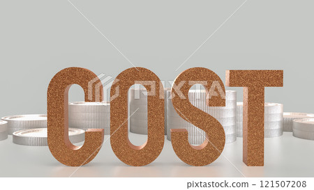 The Gold cost text and  coins for business concept 3d rendering. 121507208