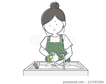 餐廳工作人員正在努力洗碗（Midori） 121507269