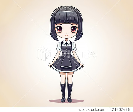 Chibi character maid girl image material 121507636