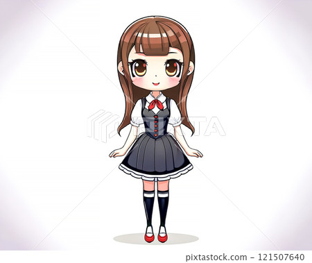 Chibi character maid girl image material 121507640