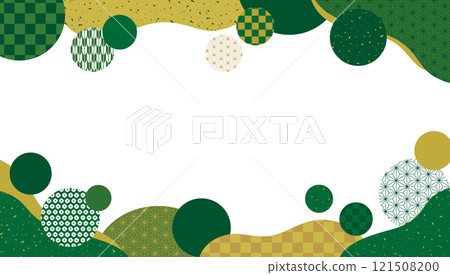 日本圖案圓圈和波浪日式橫幅背景/綠色 121508200