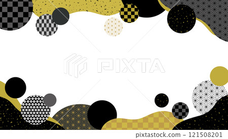 日本圖案圓圈和波浪日式橫幅背景/ 121508201