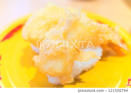 A delicious dish at a conveyor belt sushi restaurant - Shrimp tempura A delicious dish at a conveyor belt sushi restaurant - Shrimp tempura 121508794
