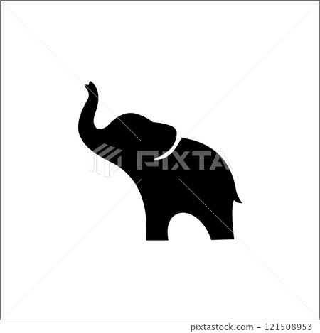 elephant black silhouette isolated on white background elephant black silhouette isolated on white background 121508953