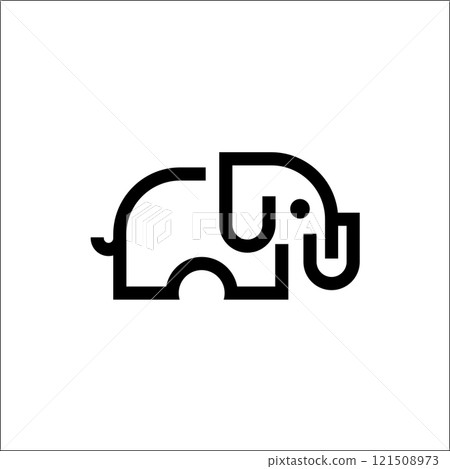 elephant logo vector monoline art illustration 121508973
