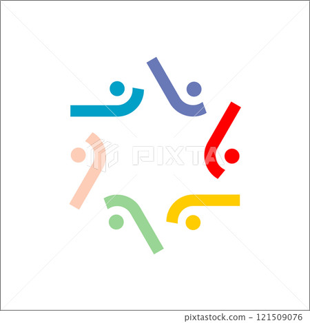 six people icon. people friends logo concept vector icon. this icon also represents friendship, partnership cooperation unity, six people icon. people friends logo concept vector icon. this icon also represents friendship, partnership cooperation unity, 121509076