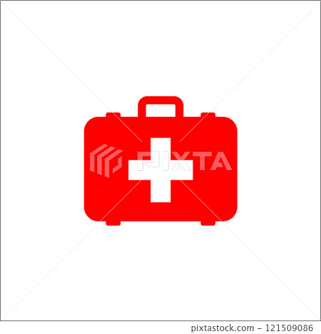 Flat minimal first aid kit icon. Simple raster first aid kit icon. Isolated first aid kit icon for various projects 121509086