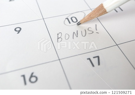 日曆第 10 天列出的獎金 121509271