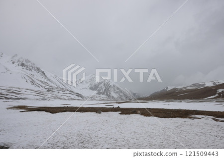 Khunjerab Pass with snow in April (China-Pakistan border) 121509443