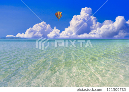 Beautiful coral reef sea and cumulonimbus clouds Beautiful coral reef sea and cumulonimbus clouds 121509783