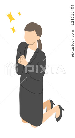 Praying office worker woman - isometric 121510404