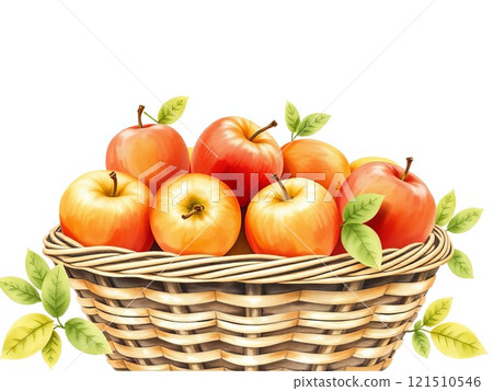 Basket of fresh apples. High quality illustration 121510546