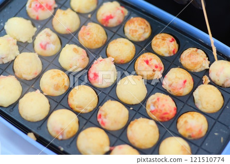 Nearly finished! Lots of takoyaki lined up! 121510774