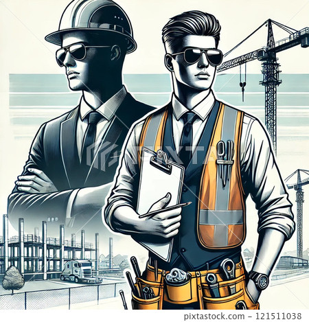 一名男子在建築工地查看圖紙 121511038