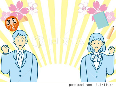 Frame Exam Examination Student Student Person Male Female Daruma Simple Background Illustration Material 121511058